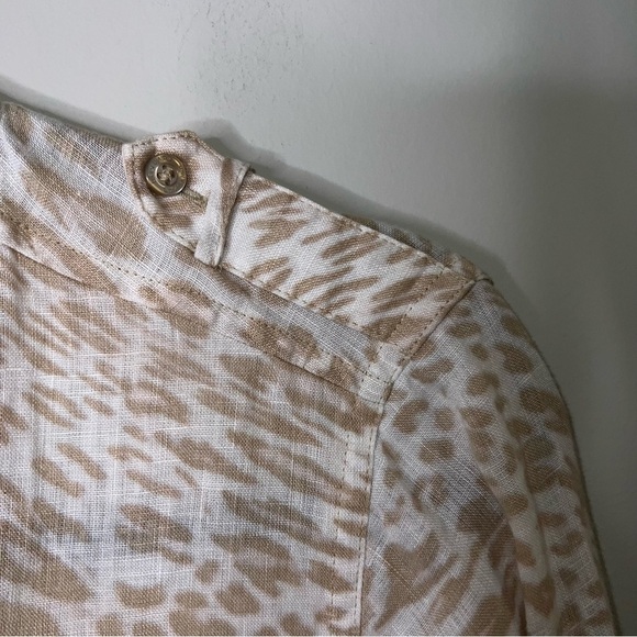 Calvin Klein Linen Cheetah Print Button Up Blouse - Picture 5 of 8